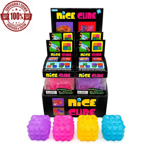 SQUISHY Ice Cube Square In box 6,5×6,5cm TPR+Maltose In display da 12pz…x12…x96